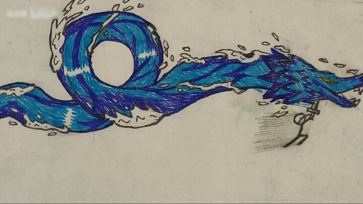 [Breath of Water] Type 6-11, zero-based ballpoint pen drawing test, stickman special effects, thank 