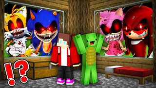 JJ and Mikey Found Scary SONIC.EXE and Friends At Night in Minecraft Challenge Maizen ROSE KNUCKLES