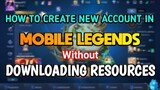 HOW TO CREATE New ACCOUNT/SMURF Account in Mobile legends Without Downloading Resources•TechniquePH