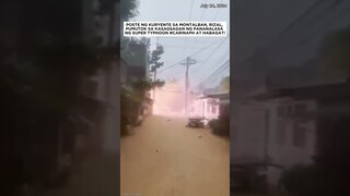 Poste ng kuryente sa Montalban, Rizal, pumutok sa gitna ng Bagyong Carina! | Reporter’s Notebook