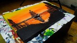 Cara melukis perahu dan sunset || Sailboat Sunset acrylic painting
