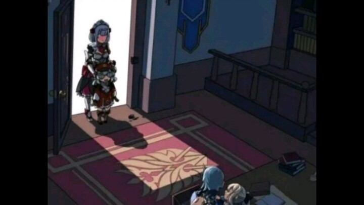 Noelle: K...Klee, no...don't look! Jean and Yura: Klee, get out!!!