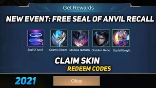 FREE CLAIM SKIN CODE LEGEND AND SEAL OF ANVIL! 2021 NEW EVENT (CLAIM NOW!) | MOBILE LEGENDS