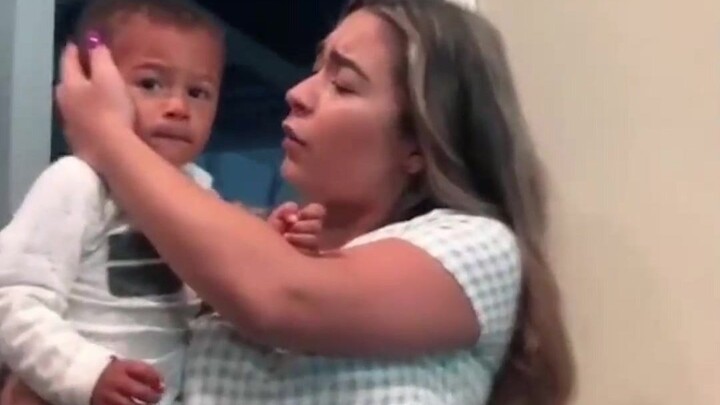 Pretend to hit the baby's head
