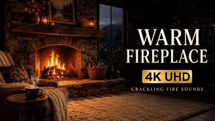 Warm Fireplace Ambience 4K UHD 🔥 Crackling Fire Sounds for Relaxation & Cozy Nights