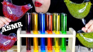 ASMR GLASSES BIRD |DRINKING RAINBOW|EDIBLE WATER FROG EGG JELLO TUBE|MINUMAN SEGAR|interesting water