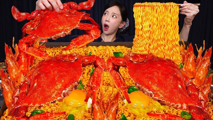 꽃게 🦀 라면 ! 국물 한 입에 감탄 터진 역대급 먹방  Crab Seafood Ramen Mukbang Ssoyoung ASMR