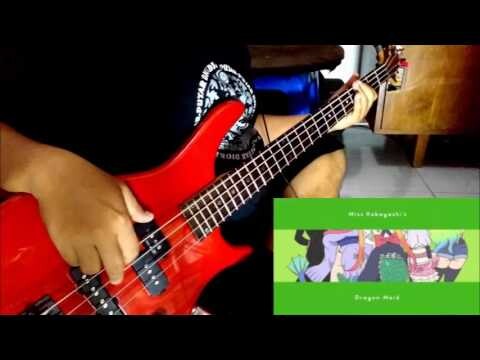 Kobayashi san chi no Maid Dragon OP  - Aozora no Rhapsody [ Bass Cover ]