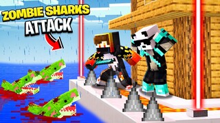 SECURITY HOUSE vs ZOMBIE SHARKS in Minecraft....