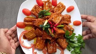 Đậu hũ.quay xá xíu. Món chay ăn ngon miệng