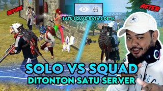 HIGHLIGHT SOLO VS SQUAD KOCAK, SATU SQUAD RATA 5 DETIK!! DITONTON SATU SERVER!! | GARENA FREE FIRE