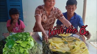 vợ chồng Tư bắt ốc làm bánh xèo ốc, thịt ngon quá