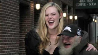 Elle Fanning outside Colbert Late Show