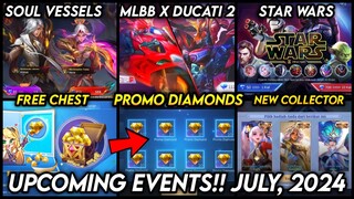 ALL 5 UPCOMING EVENTS + NEW FREE SKIN | PROMO DIAMOND | SOUL VESSELS | STAR WARS | DUCATI 2! - MLBB