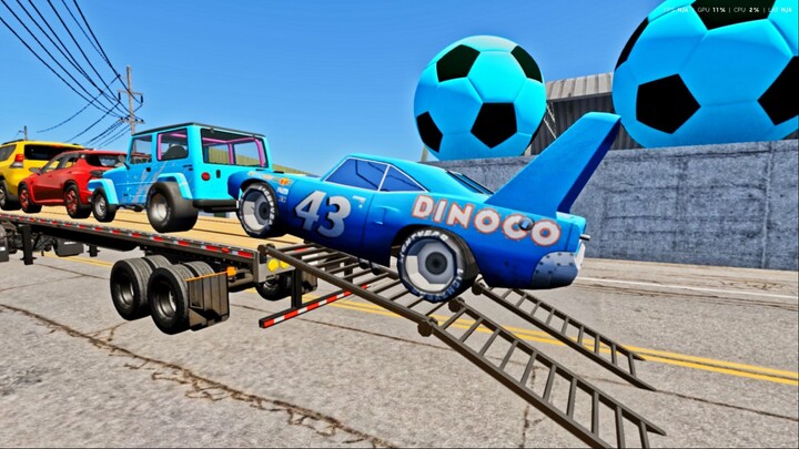 Flatbed Truck McQueen | Transportation with Truck - Colorful Cars #1 - BeamNG.drive