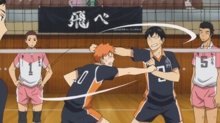 ハイキュー!! Hinata saves the ball with lightning speed and counterattacks with a great spike