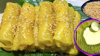 BÁNH CUỐN- BÁNH ƯỚT NGỌT Nhân Đậu Xanh Dừa- Cách Mới đơn giản không chảo, không khuôn vải