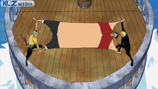 Sanji và Zoro lấy Luffy ra hứng đạn đại bác