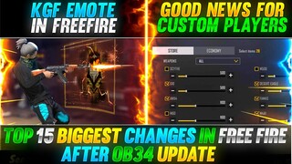 TOP 15 BIGGEST CHANGES 😱 IN FREE FIRE AFTER OB34 UPDATE | FREE FIRE NEW OB34 UPDATE | FREE FIRE MAX