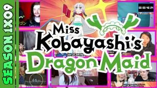 【MAID S1】Miss Kobayashi's Dragon Maid Season 1 Episode 9 REACTION MASHUP - 小林さんちのメイドラゴン 1期 9話 リアクション
