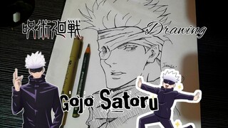 Menggambar Gojo Satoru dari anime Jujutsu Kaisen || by FloviEx