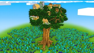 JJ and Mikey defend the Village on a GIANT TREE HOUSE from the Zombie Apocalypse