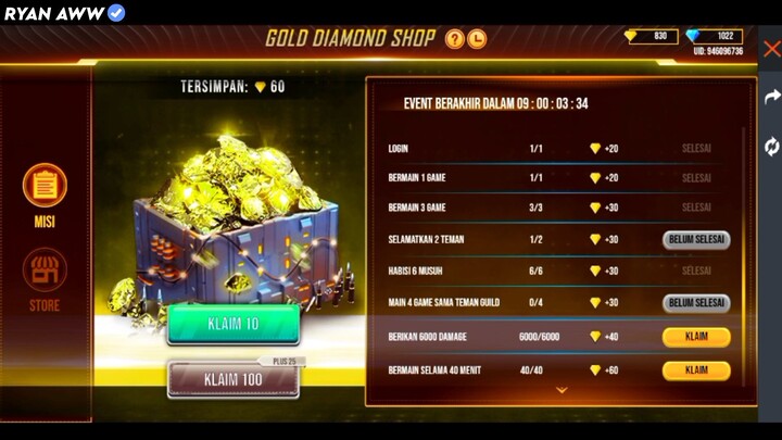 BORONG EVENT GOLD DIAMOND SHOP FREEFIRE MALAH DI PRANK GARENA‼️