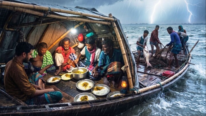 Extreme Storm Survival! Deep Sea Fishermen Catch Giant Fish & Cook on Board ⛈️ Video Log