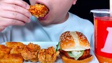 [ASMR]Eating fried chicken, burger and coke!