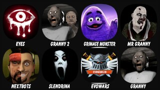 Eyes - The Horror Game, Granny Chapter Two, Grimace Monster Scary Survival, Mr Granny...