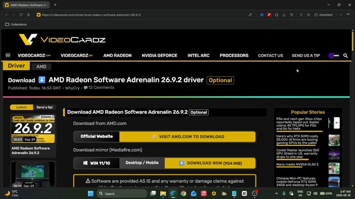AMD Radeon Software Adrenalin 26.9.2 driver