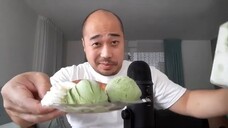ASMR Japanese Red Bean Pancake "Dorayaki", Matcha Ice Cream & Whipped Cream + Plate Lick