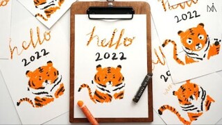 【油画棒】你好2022  新年贺卡 虎年主题插画
