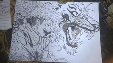 menggambar carakter anime Jujutsu Kaisen🖤🤍💙