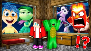 JJ and Mikey HIDE from Joy , Disgust , Fear , Anger from Inside Out 2 in Minecraft Maizen