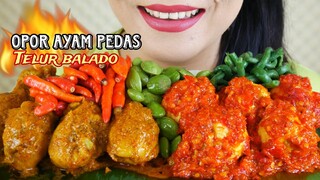 NIKMATNYA OPOR AYAM PEDAS, TELUR BALADO, LALAPAN PETE MENTAH | EATING SOUNDS