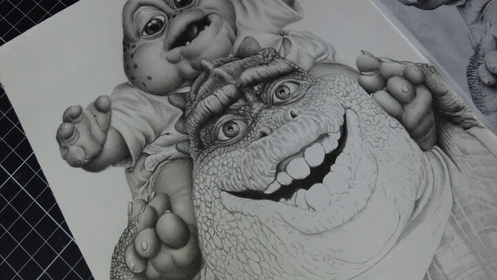 Desenho realista - baby da familia Dinossauro