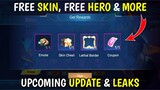 FREE SKIN, HERO NEW EVENT + UPDATE AND LEAKS || MOBILE LEGENDS