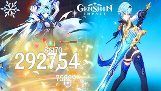 Eula Lv 90 & Song of Broken Pines Talents 6-6-6 Damage Showcase - Genshin Impact