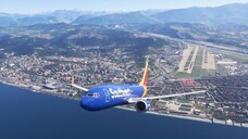 Takeoff of a passenger airliner Boeing 737 Max8 of Southwest Airlines from Sochi airport
