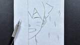 Easy anime sketch | how to draw boruto half face easy step-by-step