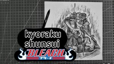 menggambar kyoraku shunsui bankai menggunakan satu pena, speed drawing