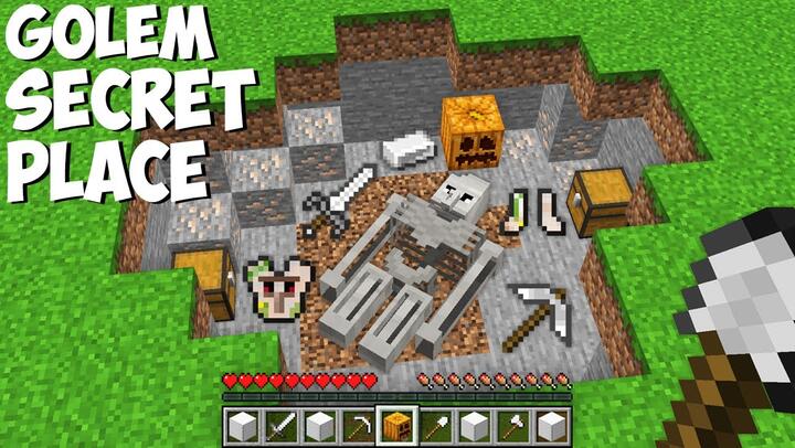 I DIG DIRT and FOUND GOLEM SECRET PLACE WITH RAREST ITEMS in Minecraft ! IRON GOLEM TREASURE !