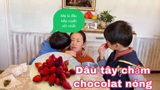 Nấu chocolat chấm dâu tây đầu mùa/Hai con ăn luôn nghĩ phần cho ba/Cuộc sống pháp/lấy chồng Tây/vườn