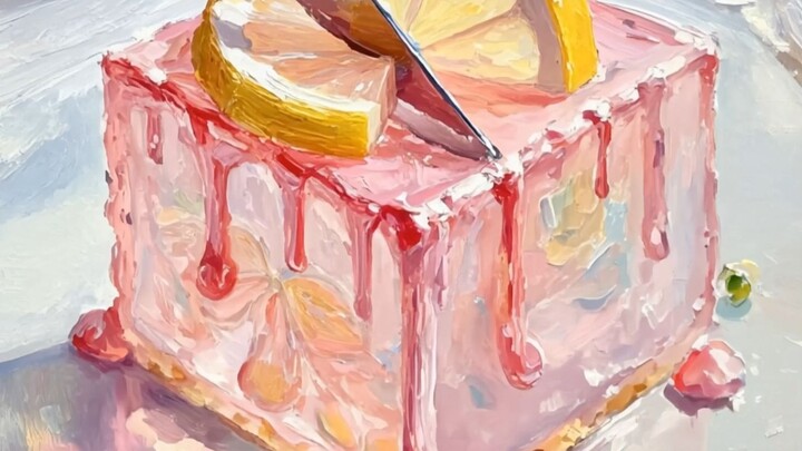 【Potong kue lukisan minyak yang menggoda~~ Cara tepat memotong kue lukisan minyak】