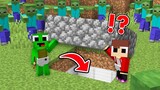 WHAT IS INSIDE this SECRET DOOR in Minecraft Baby JJ & MIkey vs Zombie challenge Maizen Mizen Mazien