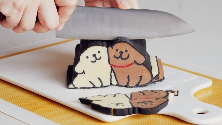 Kue Kering | Super Menyembuhkan ~ Imut Banget! Biskuit Iris Motif Anak Anjing Garis-Garis!