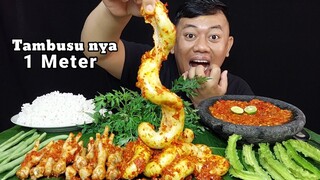 SPESIAL MUKBANG MAKAN TAMBUSU PEDAS SUPER PANJANG + CEKER SAMBEL MERCON + LALAPAN MENTAH