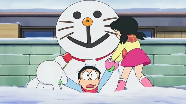 Nobita built a robot snowman to deal with Fat Tiger and Suneo, but was bullied by the robot snowman