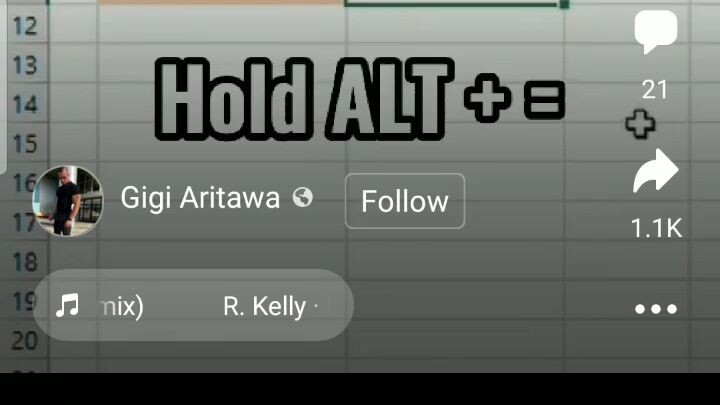 Excel 101 QUICK SUMMATION OF NUMBERS